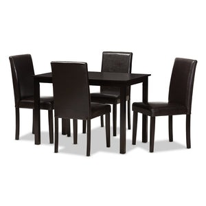 Baxton Studio Mia Modern And Contemporary Dark Brown Faux Leather Upholstered 5-Piece Dining Set