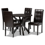 Load image into Gallery viewer, Baxton Studio Marie Modern And Contemporary Dark Brown Faux Leather Upholstered And Dark Brown Finished Wood 5-Piece Dining Set
