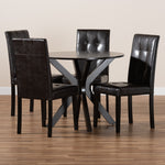 Load image into Gallery viewer, Baxton Studio Marie Modern And Contemporary Dark Brown Faux Leather Upholstered And Dark Brown Finished Wood 5-Piece Dining Set
