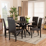 Load image into Gallery viewer, Baxton Studio Marie Modern And Contemporary Dark Brown Faux Leather Upholstered And Dark Brown Finished Wood 7-Piece Dining Set
