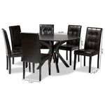 Load image into Gallery viewer, Baxton Studio Marie Modern And Contemporary Dark Brown Faux Leather Upholstered And Dark Brown Finished Wood 7-Piece Dining Set
