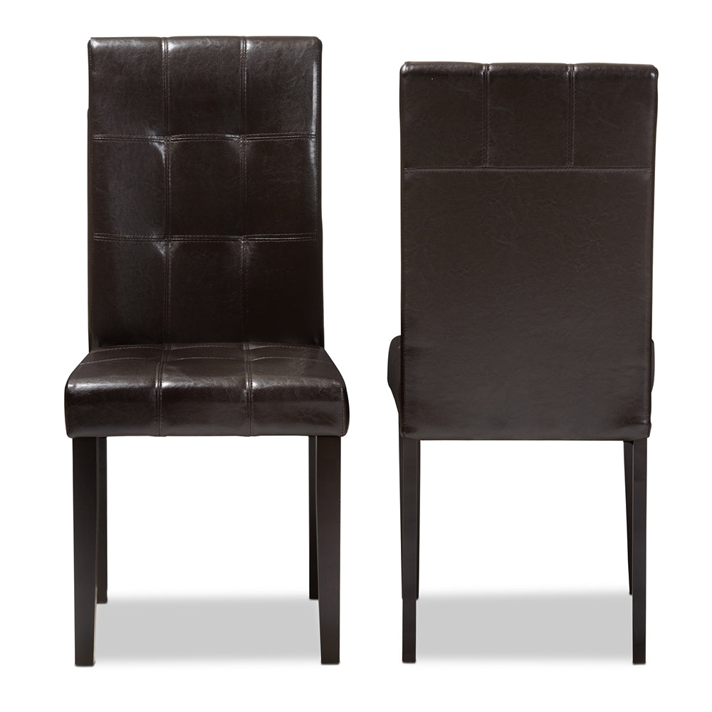 Baxton Studio Avery Modern And Contemporary Dark Brown Faux Leather Upholstered Dining Chair Set Of 2