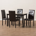 Load image into Gallery viewer, Baxton Studio Avery Modern And Contemporary Dark Brown Faux Leather Upholstered 5-Piece Dining Set
