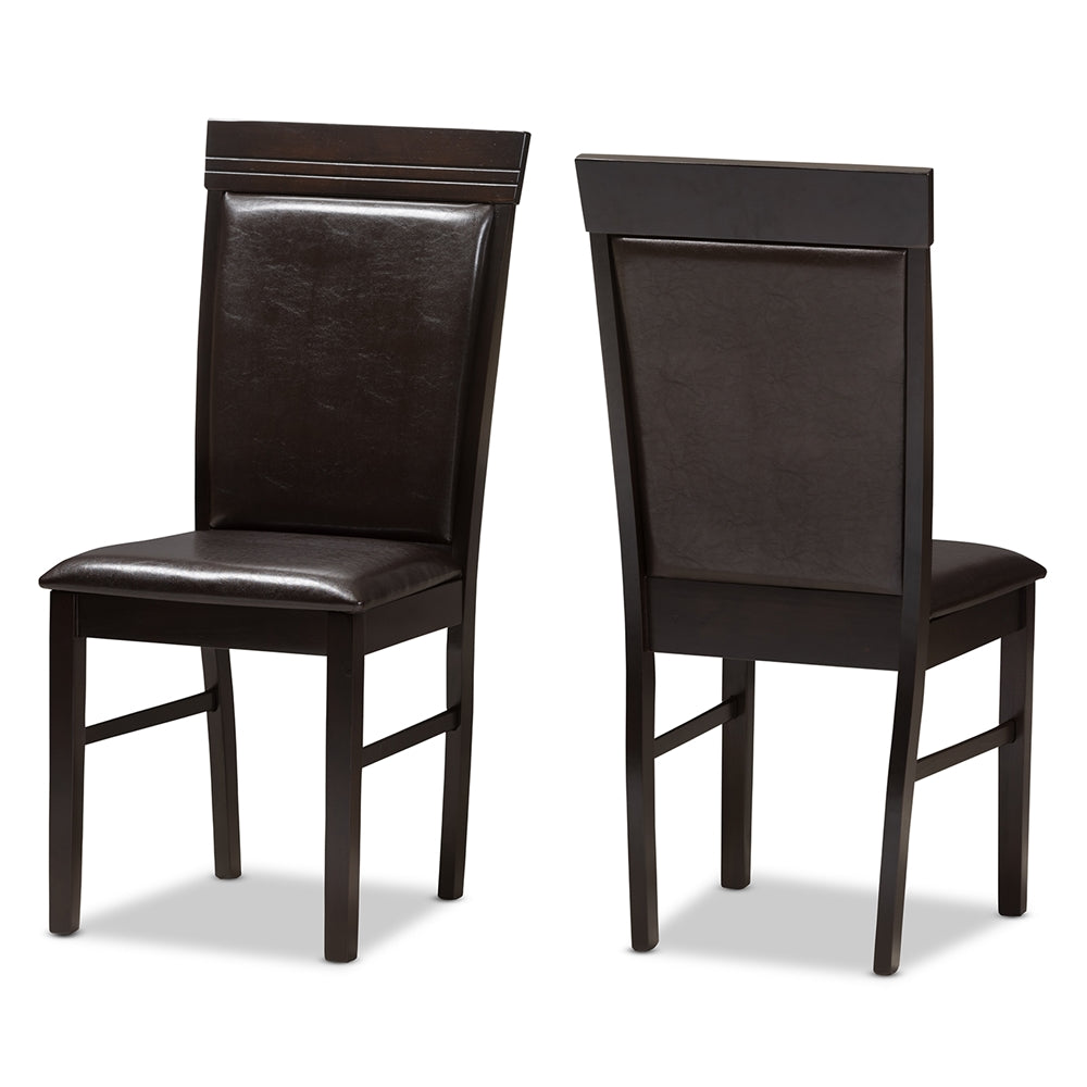 Baxton Studio Thea Modern And Contemporary Dark Brown Faux Leather Upholstered Dining Chair Set Of 2