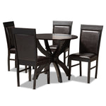 Load image into Gallery viewer, Baxton Studio Ancel Modern And Contemporary Dark Brown Faux Leather Upholstered And Dark Brown Finished Wood 5-Piece Dining Set
