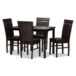 Load image into Gallery viewer, Baxton Studio Thea Modern And Contemporary Dark Brown Faux Leather Upholstered 5-Piece Dining Set
