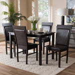 Load image into Gallery viewer, Baxton Studio Thea Modern And Contemporary Dark Brown Faux Leather Upholstered 5-Piece Dining Set
