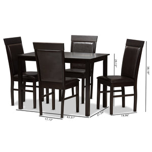 Baxton Studio Thea Modern And Contemporary Dark Brown Faux Leather Upholstered 5-Piece Dining Set