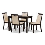 Load image into Gallery viewer, Baxton Studio Evelyn Modern And Contemporary Beige Faux Leather Upholstered And Dark Brown Finished 5-Piece Dining Set
