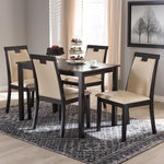 Load image into Gallery viewer, Baxton Studio Evelyn Modern And Contemporary Beige Faux Leather Upholstered And Dark Brown Finished 5-Piece Dining Set
