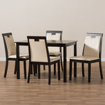 Load image into Gallery viewer, Baxton Studio Evelyn Modern And Contemporary Beige Faux Leather Upholstered And Dark Brown Finished 5-Piece Dining Set
