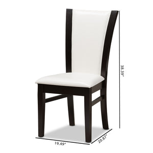 Baxton Studio Adley Modern And Contemporary Dark Brown Finished White Faux Leather Dining Chair Set Of 2