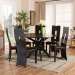 Load image into Gallery viewer, Baxton Studio Kenyon Modern And Contemporary Dark Brown Faux Leather Upholstered And Dark Brown Finished Wood 7-Piece Dining Set
