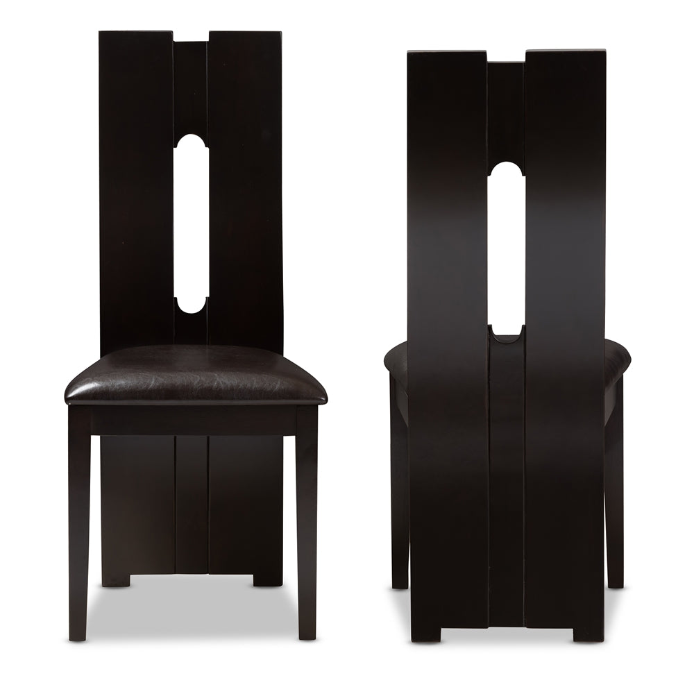 Baxton Studio Alani Modern And Contemporary Dark Brown Faux Leather Upholstered Dining Chair Set Of 2