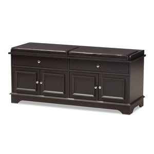 Baxton Studio Mason Modern and Contemporary Wood 2-Drawer Shoe Storage Bench