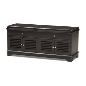 Baxton Studio Leo Modern and Contemporary Wood 2-Drawer Shoe Storage Bench