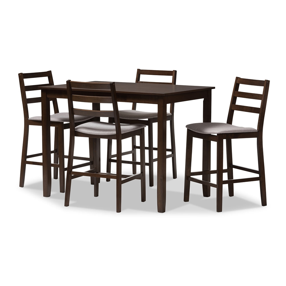 Baxton Studio Nadine Modern and Contemporary Finished Fabric Upholstered 5-Piece Pub Set