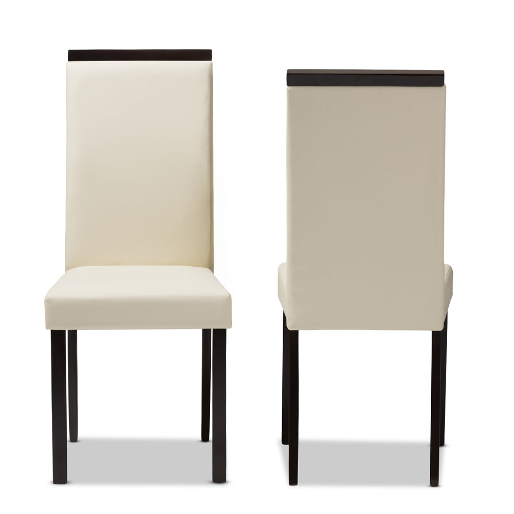 Baxton Studio Daveney Modern And Contemporary Cream Faux Leather Upholstered Dining Chair Set Of 2