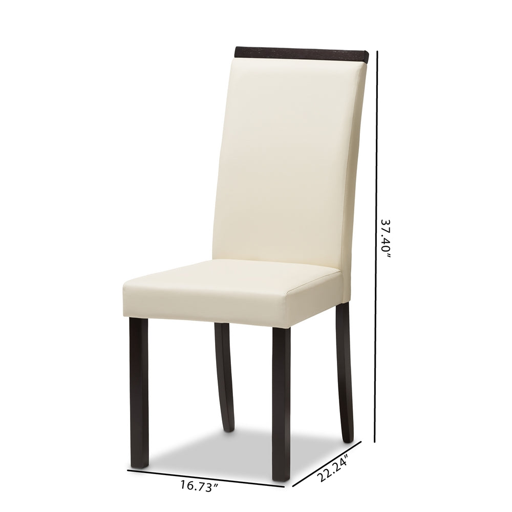 Baxton Studio Daveney Modern And Contemporary Cream Faux Leather Upholstered Dining Chair Set Of 2