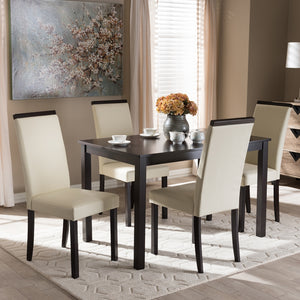 Baxton Studio Daveney Modern And Contemporary Cream Faux Leather Upholstered 5-Piece Dining Set