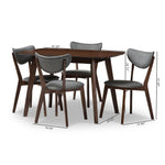 Load image into Gallery viewer, Baxton Studio Hadrea Mid-Century Modern Walnut-Finished Dark Grey Fabric Upholstered 5-Piece Dining Set
