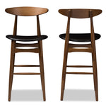 Load image into Gallery viewer, Baxton Studio Flora Mid-Century Modern Black Faux Leather Upholstered Walnut Finished Bar Stool (Set Of 2)
