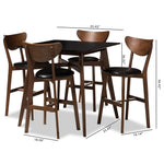 Load image into Gallery viewer, Baxton Studio Eline Mid-Century Modern Black Faux Leather Upholstered Walnut Finished 5-Piece Pub Set
