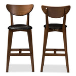 Load image into Gallery viewer, Baxton Studio Eline Mid-Century Modern Black Faux Leather Upholstered Walnut Finished Bar Stool (Set Of 2)
