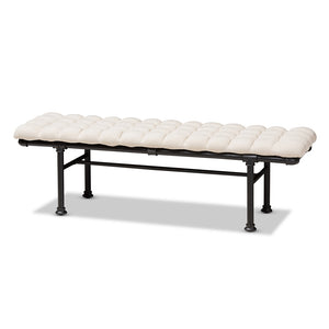 Baxton Studio Zelie Rustic and Industrial Fabric Upholstered Bench