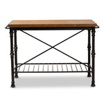 Load image into Gallery viewer, Baxton Studio Perin Vintage Rustic Industrial Style Wood And Bronze-Finished Steel Multipurpose Kitchen Island Table
