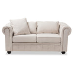 Load image into Gallery viewer, Baxton Studio Alaise Modern Classic Beige Linen Tufted Scroll Arm Chesterfield Loveseat
