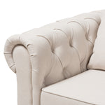 Load image into Gallery viewer, Baxton Studio Alaise Modern Classic Beige Linen Tufted Scroll Arm Chesterfield Loveseat
