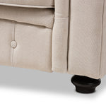 Load image into Gallery viewer, BAXTON STUDIO ALAISE MODERN CLASSIC BEIGE LINEN TUFTED SCROLL ARM CHESTERFIELD LOVESEAT
