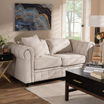 Load image into Gallery viewer, Baxton Studio Alaise Modern Classic Beige Linen Tufted Scroll Arm Chesterfield Loveseat
