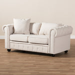 Load image into Gallery viewer, Baxton Studio Alaise Modern Classic Beige Linen Tufted Scroll Arm Chesterfield Loveseat
