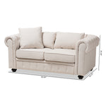 Load image into Gallery viewer, Baxton Studio Alaise Modern Classic Beige Linen Tufted Scroll Arm Chesterfield Loveseat
