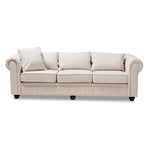 Load image into Gallery viewer, Baxton Studio Alaise Modern Classic Beige Linen Tufted Scroll Arm Chesterfield Sofa
