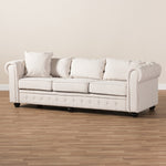 Load image into Gallery viewer, Baxton Studio Alaise Modern Classic Beige Linen Tufted Scroll Arm Chesterfield Sofa
