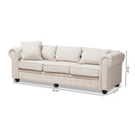 Load image into Gallery viewer, Baxton Studio Alaise Modern Classic Beige Linen Tufted Scroll Arm Chesterfield Sofa
