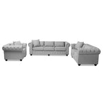 Load image into Gallery viewer, Baxton Studio Alaise Modern Classic Grey Linen Tufted Scroll Arm Chesterfield 3-Piece Living Room Set
