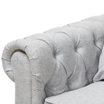 Load image into Gallery viewer, Baxton Studio Alaise Modern Classic Grey Linen Tufted Scroll Arm Chesterfield 3-Piece Living Room Set
