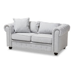 Load image into Gallery viewer, Baxton Studio Alaise Modern Classic Grey Linen Tufted Scroll Arm Chesterfield Loveseat
