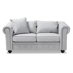 Load image into Gallery viewer, Baxton Studio Alaise Modern Classic Grey Linen Tufted Scroll Arm Chesterfield Loveseat
