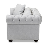 Load image into Gallery viewer, Baxton Studio Alaise Modern Classic Grey Linen Tufted Scroll Arm Chesterfield Loveseat
