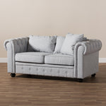 Load image into Gallery viewer, Baxton Studio Alaise Modern Classic Grey Linen Tufted Scroll Arm Chesterfield Loveseat
