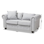 Load image into Gallery viewer, Baxton Studio Alaise Modern Classic Grey Linen Tufted Scroll Arm Chesterfield Loveseat
