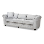 Load image into Gallery viewer, Baxton Studio Alaise Modern Classic Grey Linen Tufted Scroll Arm Chesterfield Sofa
