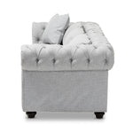 Load image into Gallery viewer, Baxton Studio Alaise Modern Classic Grey Linen Tufted Scroll Arm Chesterfield Sofa
