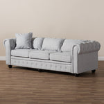 Load image into Gallery viewer, Baxton Studio Alaise Modern Classic Grey Linen Tufted Scroll Arm Chesterfield Sofa
