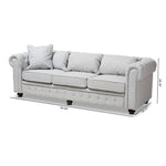 Load image into Gallery viewer, Baxton Studio Alaise Modern Classic Grey Linen Tufted Scroll Arm Chesterfield Sofa
